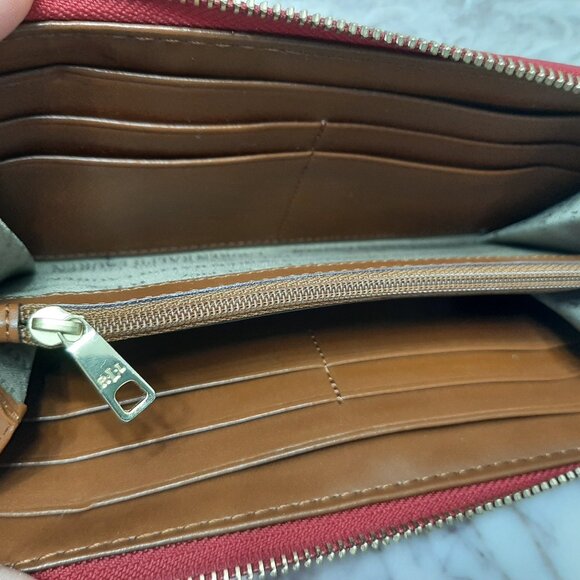 Ralph Lauren Vermillion Red Chiswell Leather Zip Clutch Organizer Wallet - Picture 3 of 9